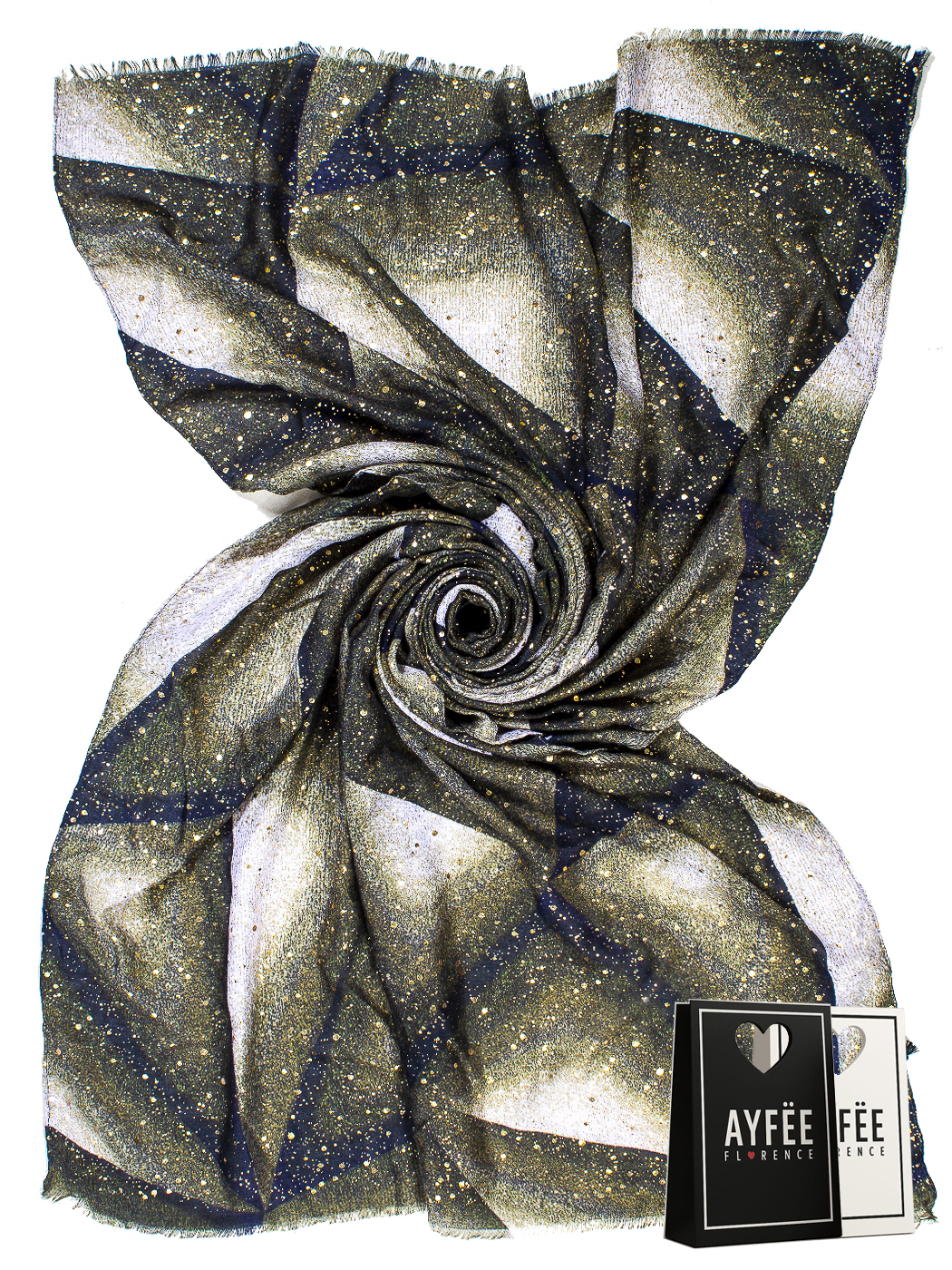 STOLA ABSTRACT CON GLITTER, 100%VI, MADE IN PRC          - GREEN